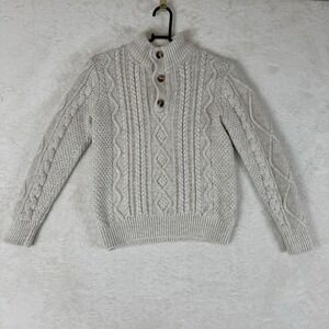 GAP Kids Cream‎ Cable Knit Sherpa Lined Mock Neck Sweater Size M Holiday Winter